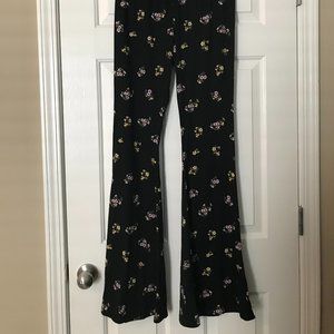 Rue21 Pink and Yellow Daisy Flared Pants